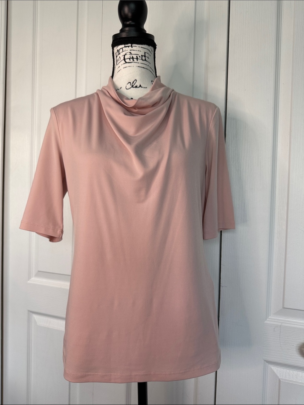 Premise Dusty Pink Cowl Neck Short Sleeve Blouse